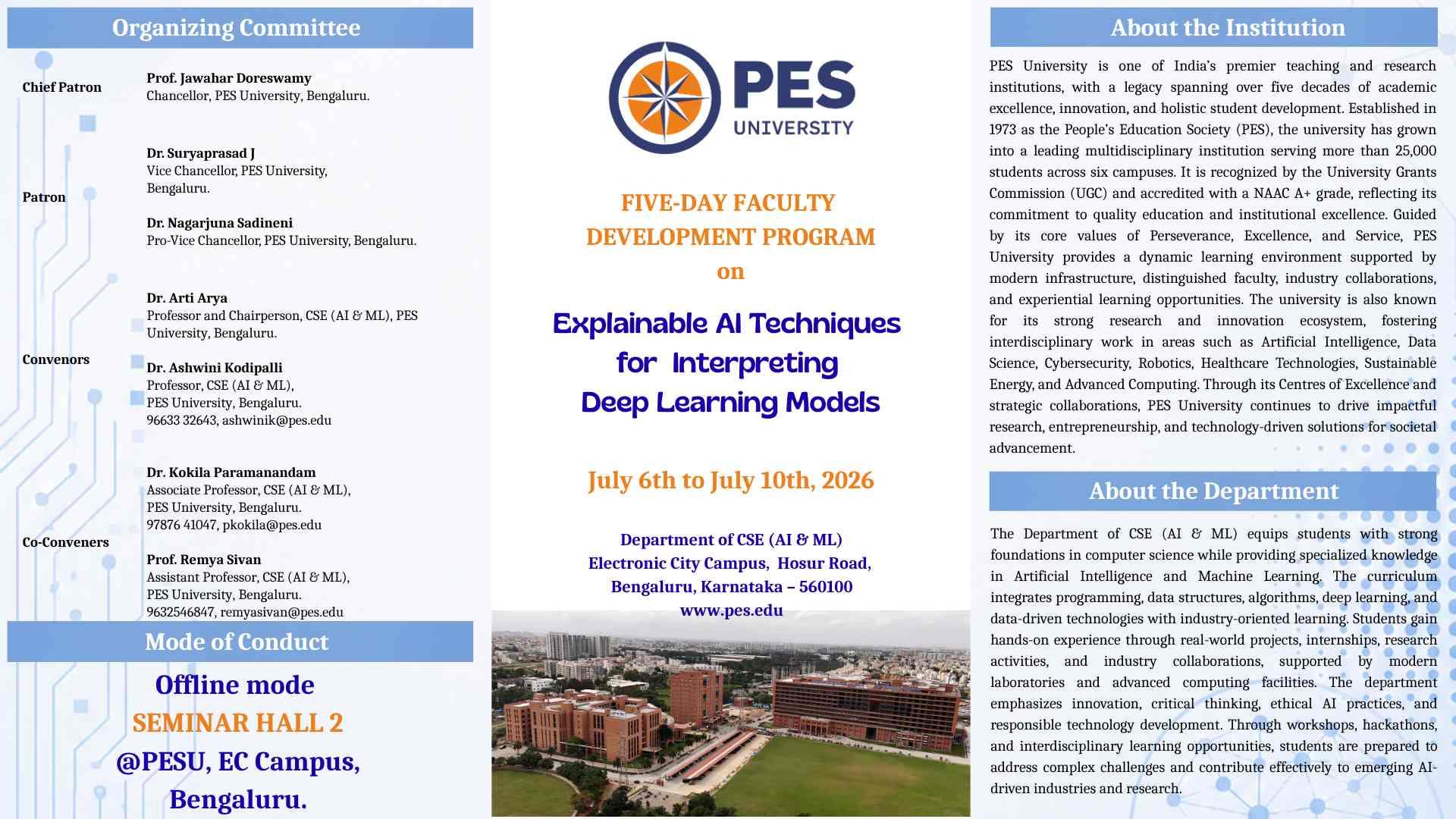 Five-Day offline Faculty Development Program